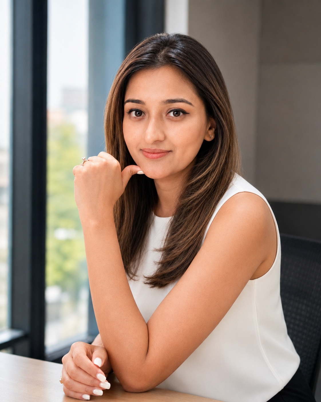 Khushmita Sandhu seated by a window